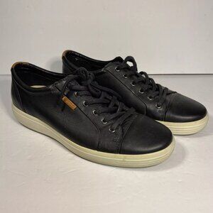 ECCO Shoes Mens EUR 43 US 9.5 Soft Classic Black Leather Lace Up Danish